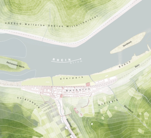 urbanegestalt (Kln) mit Hille Tesch Architekten (Ingelheim) planen Rheinanlagen in Bacharach, bersichtsplan