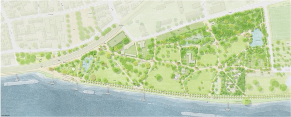 Franz Reschke Landschaftsarchitekten (Berlin) planen Hafenpark in Rdesheim, Lageplan