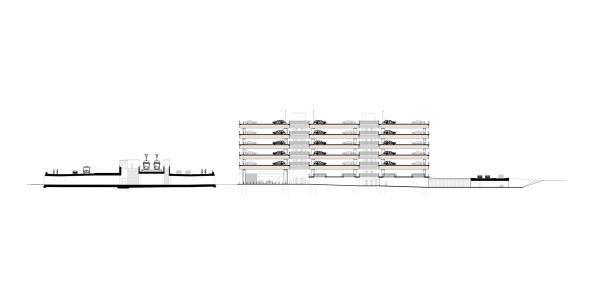 Parkhaus Antwerpen-Linkeroever, Querschnitt