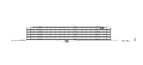 Parkhaus Antwerpen-Linkeroever, Ansicht von Sden