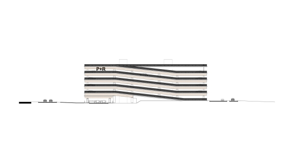 Parkhaus Antwerpen-Linkeroever, Ansicht von Westen