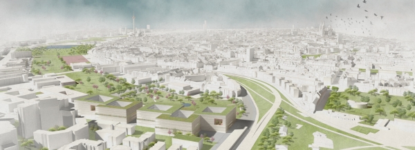 Visualisierung aus dem stdtebaulichen Wettbewerb von 2022; 1. Platz: HPP Architekten (Stadtplanung) und Dsseldorfer Vssing Ingenieurgesellschaft (Verkehrsanlagenplanung)