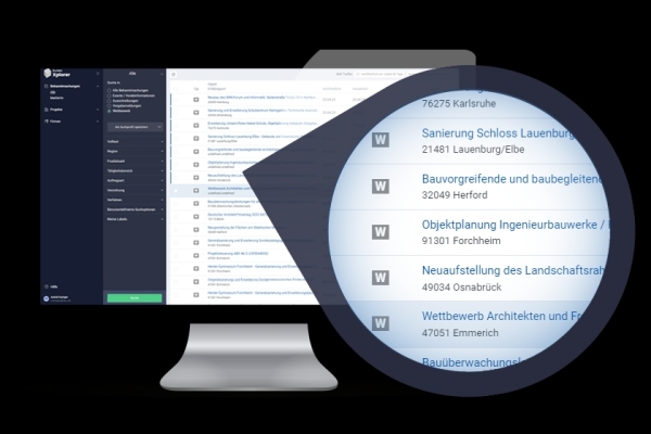 Neben Daten zu Wettbewerben und Ausschreibungen liefert das Tool frhzeitig Informationen zu Bauvorhaben, die sich noch in der Abstimmung befinden.