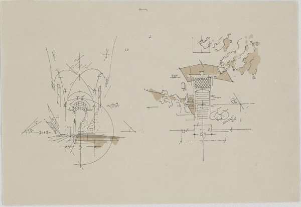 Skizzen Votivkirche Passau und eigenes Wohnhaus in der Nederlinger Strae 7