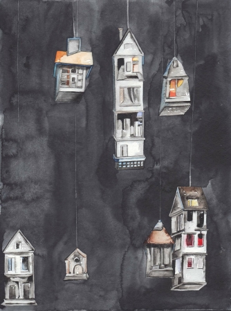 aus der Serie: um die Häuser – 2024 Aquarell a/Papier. 40 x 30 cm