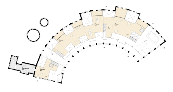 1. Preis: AFF Architekten (Berlin/Lausanne) mit Landschafts.Architektur Birgit Hammer (Berlin); Grundriss Obergeschoss Lokschuppen I