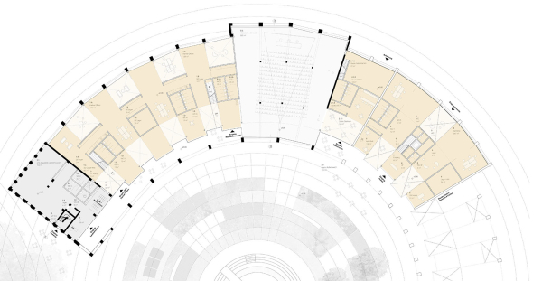 1. Preis: AFF Architekten (Berlin/Lausanne) mit Landschafts.Architektur Birgit Hammer (Berlin); Grundriss Erdgeschoss Lokschuppen II