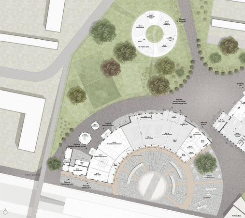 3. Preis: Anderhalten Architekten (Berlin/Kln); Grundriss Erdgeschoss Lokschuppen I