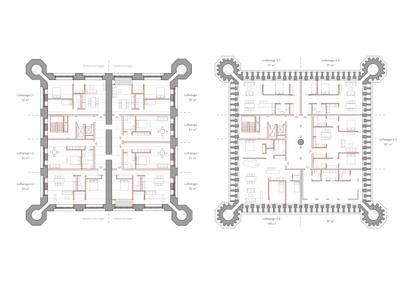 Grundrisse Obergeschosse 3 und 4
