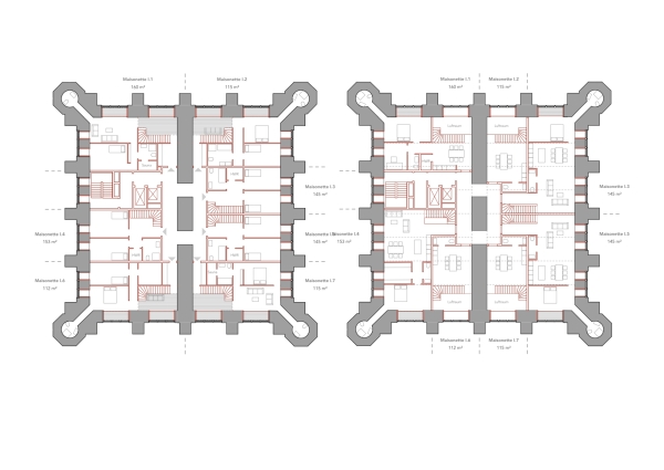 Grundrisse Obergeschoss 1 und Zwischengeschoss 2