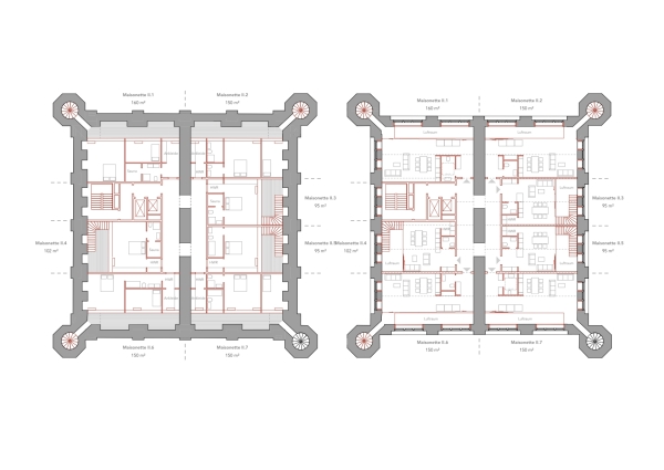 Grundrisse Obergeschoss 2 und Zwischengeschoss 3