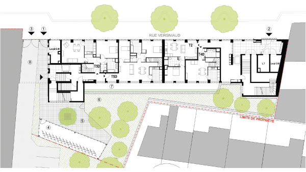 Gebude A, Grundriss Hochparterre