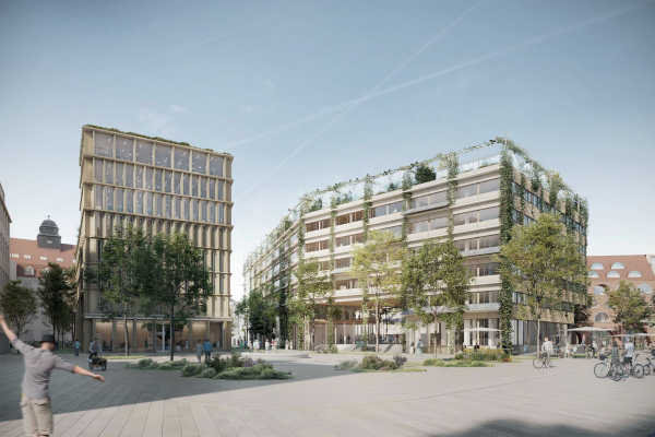 3. Preis: SERO Architekten und Kollektiv B mit Rainer Schmidt Landschaftsarchitekten, Perspektive