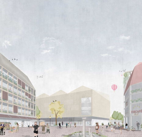 1. Preis: Riehle Koeth mit Levin Monsigny Landschaftsarchitekten, Perspektive auf  den Matthäiplatz
