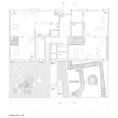 Los 4, 1. Preis: Bruno Fioretti Marquez Architekten (Berlin): Grundriss Erdgeschoss