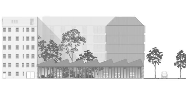 Ansicht Vorplatz Rettungswache