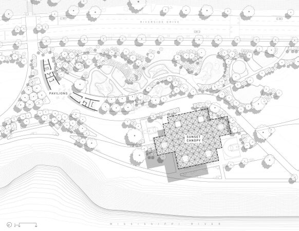 zentraler Parkbereich mit Sunset Canopy