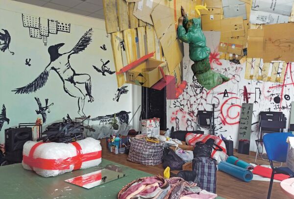 Chto Delat, Culture without a house - A rose without roots, photo collage, Dmitry Vilensky, 2022