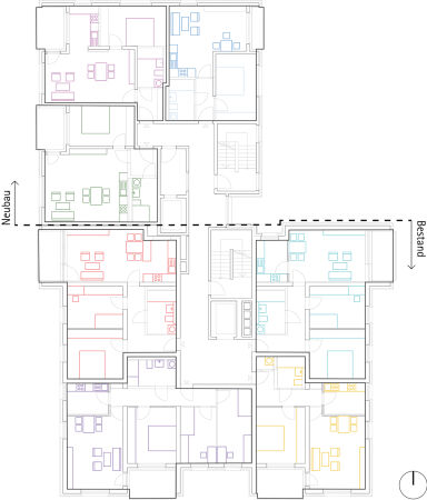 Grundriss Regelgeschoss 1.-8. Obergeschoss