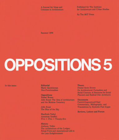 Massimo Vignelli, Cover für Oppositions 5 von 1976. Vignelli papers, Vignelli Center for Design Studies, Rochester Institute of Technology