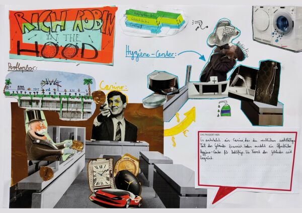 Im Konzept Rich Robin in the Hood gibt es ein Casino im unteren Bereich, das ein ffentliches Hygiene-Center im mittleren Teil finanziert, und eine Rooftop-Bar mit nachhaltigem Pflanzenanbau auf dem Dach.