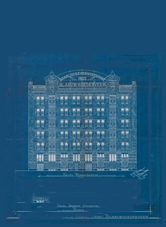 Historische Zeichnung Ansicht, 1901; ©NL-RtGAR_396-01_bron CONTREI_gevel_blauw