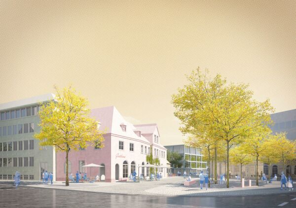 ein 2. Preis: super future collective mit Johannes Kappler Architektur und Stdtebau; Perspektive Entree