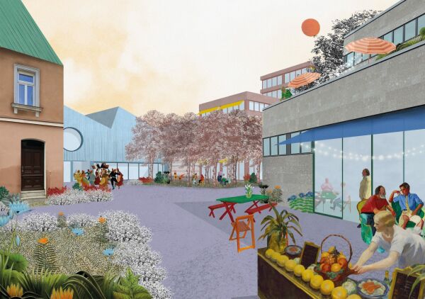 Anerkennung: dreisterneplus Architektur und Stadtplanung mit Reichwald Schultz & Partner; Perspektive Saal