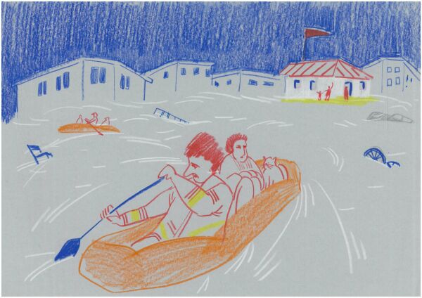 Das Projekt Performative Dune nutzt leerstehende Bestandsbauten fr soziale Infrastrukturen und kommunale Wasserversorgung.