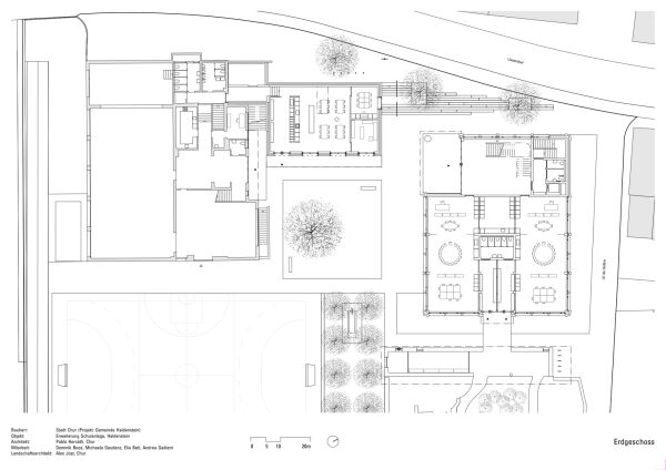 Grundrisse Erdgeschoss Schulhaus und Mensa