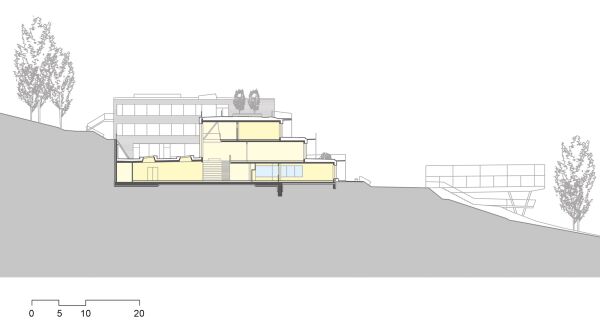 Querschnitt Gymnastikraum und Aula