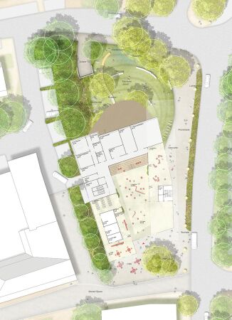 3. Preis: Behnisch Architekten (M�nchen) mit Atelier Weimar (Weimar) und LiLASP Lichtenstein Landschaftsarchitektur und Stadtplanung (Hamburg), Grundriss Erdgeschoss