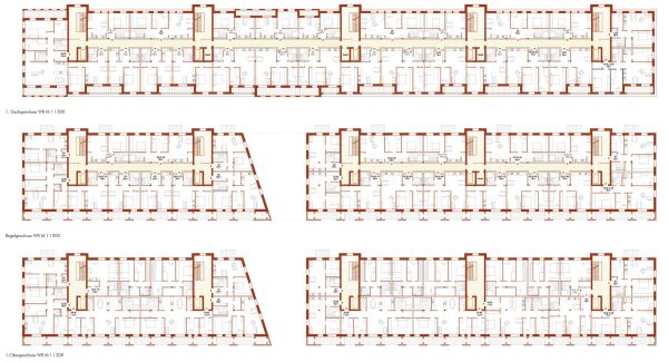 2. Preis: Mosaik architekt:innen (Hannover), Grundrisse Wohnungsbau