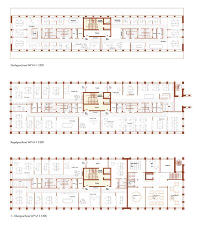 2. Preis: Mosaik architekt:innen (Hannover), Grundrisse B�robau
