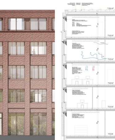 1. Preis: Max Dudler (Berlin) und Seeberger Walenta Architekten (Hannover), Fassadenschnitt B�robau