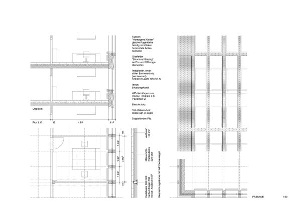 3. Preis: ARGE von Atelier Britz und Haupt (Hamburg) mit WPW Ingenieure (Saarbr�cken), Fassadenschnitt