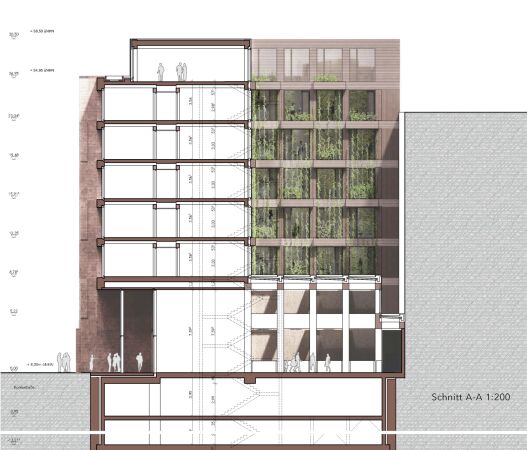 Anerkennung: MOELLER SOYDAN (Berlin) mit HDH Berlin und PICHLER Ingenieure (beide Berlin), Schnitt Quer
