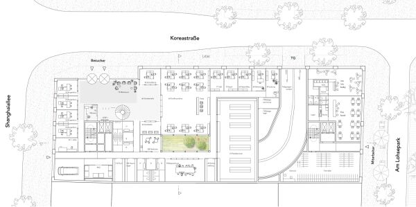 2: Preis: kbnk Architekten (Hamburg) mit HPS Planungsb�ro Schumacher (Rheinbach), Grundriss Erdgeschoss