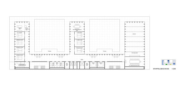 3. Preis: ARGE von Atelier Britz und Haupt (Hamburg) mit WPW Ingenieure (Saarbr�cken), Grundriss Staffelgeschoss