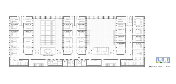3. Preis: ARGE von Atelier Britz und Haupt (Hamburg) mit WPW Ingenieure (Saarbr�cken), Grundriss 1. Obergeschoss