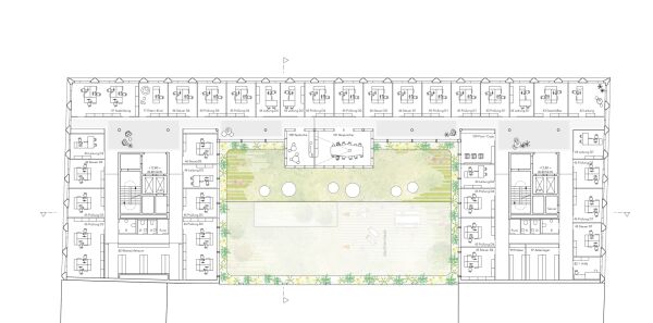 2: Preis: kbnk Architekten (Hamburg) mit HPS Planungsb�ro Schumacher (Rheinbach), Grundriss Regelgeschoss