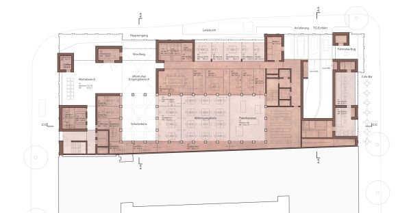 Anerkennung: MOELLER SOYDAN (Berlin) mit HDH Berlin und PICHLER Ingenieure (beide Berlin), Grundriss Erdgeschoss