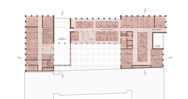 Anerkennung: MOELLER SOYDAN (Berlin) mit HDH Berlin und PICHLER Ingenieure (beide Berlin), Grundriss 1. Obergeschoss