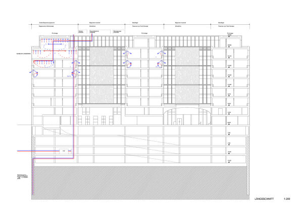 3. Preis: ARGE von Atelier Britz und Haupt (Hamburg) mit WPW Ingenieure (Saarbr�cken), Schnitt L�ngs