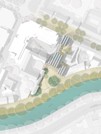 3. Preis: hope Architekten (Hamburg) mit Johannes Arolt (Berlin) und 317 Stadt- und Freiraumplanung (Landsberg), Lageplan