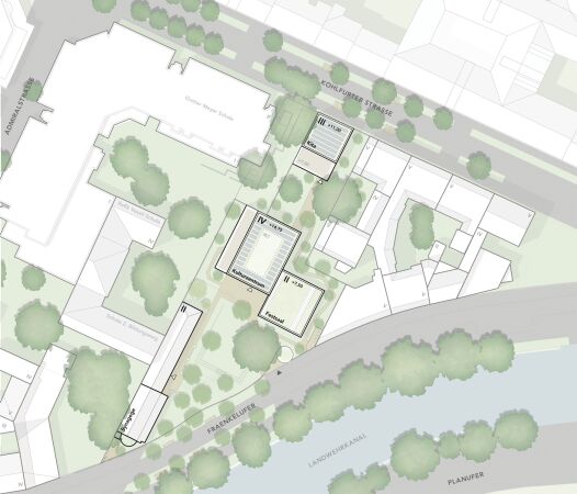 2. Preis: DFZ Architekten mit Y-LA Ando Yoo Landschaftsarchitektur (beide Hamburg), Lageplan