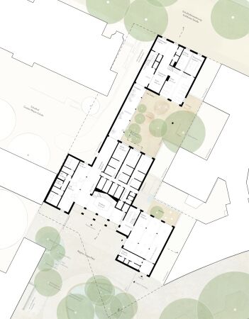 3. Preis: hope Architekten (Hamburg) mit Johannes Arolt (Berlin) und 317 Stadt- und Freiraumplanung (Landsberg), Grundriss Erdgeschoss