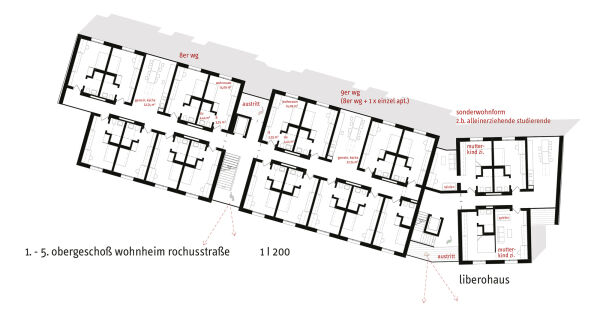 3. Preis: Konrath und Wennemar Architekten Ingenieure mit studio grngrau (beide Dsseldorf), Grundriss Regelgeschoss