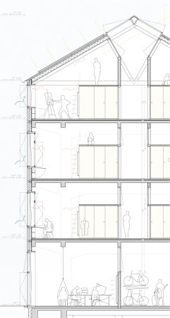 1. Preis: Aretz D�rr Architektur mit Lill + Sparla Landschaftsarchitekten (beide K�ln), Fassadenschnitt
