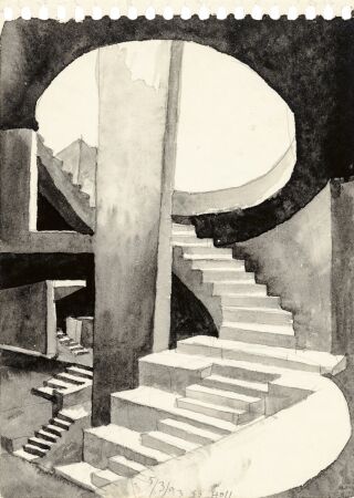 Museum fr zeitgenssische Kunst Kiasma, Helsinki, 1993, Aquarell und Bleistift auf Papier